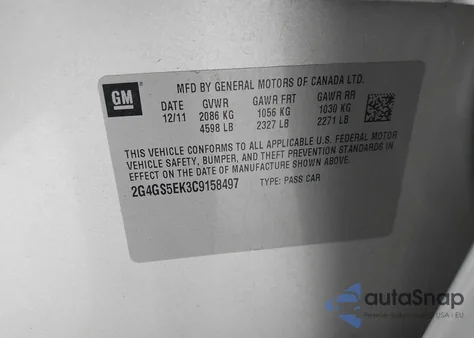 2012 Buick Regal Premium 1 from USA, damaged, VIN 2G4GS5EK3C9158497